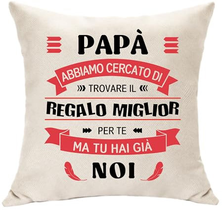 Hasodeo Padre Originale Copricuscino da Figlio e Figlia per Papà - Regalo Personalizzato per Compleanno Natale (Papa-Noi)