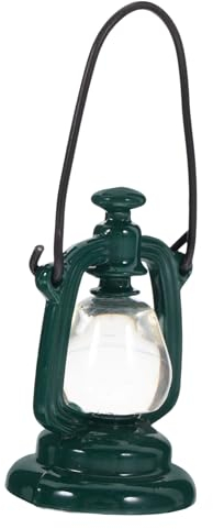 UPKOCH Miniatur-Petroleumlaterne FüR Puppenhaus, 1:12 MaßStab, Harz Und Legierung, Vintage-ÖLlampe, Dekoration FüR Miniatur-Szenen, Geschenk FüR Mikrolandschaftsfreunde (GrüN)
