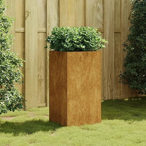 Chaduof 824524 Pot de fleurs d'extérieur en acier Corten 40 x 40 x 80 cm - Grand pot de fleurs pour le jardin