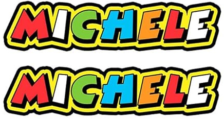 GamesMonkey® Aufkleber im Stil von Vale The Doctor – 2 Stück – verschiedene Größen – Racing Cross Piste Auto Motorrad Sticker (Michele, 20 x 4 cm)