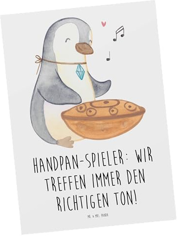 Mr. & Mrs. Panda Postkarte Handpan Spieler - Geschenk, Musiker, spielen, Meditation, Harmonie, Ansichtskarten, Postkarten, Lernen, Musik, Klangschalen, Klänge, Instrument, bildkarte, Grußkarte