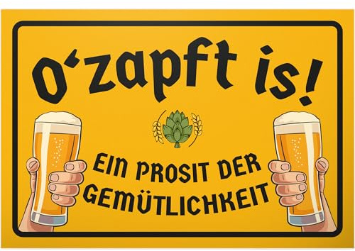 DankeDir! O'zapft is - 30 x 20 cm Kunststoff Schild - Geburtstagsdeko Geburtstagsgeschenk lustiger Spruch Partydeko Geschenkidee - Requiste JGA Alkohol Photo Booth Geschenk Party
