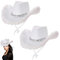 2pcs Cowgirl -Hüte für Frauen Flauschiger Schwirge weißer Cowboyhut mit Kostüm Damen Festival Cowboy Kostümzubehör weiß Cowboy Hut
