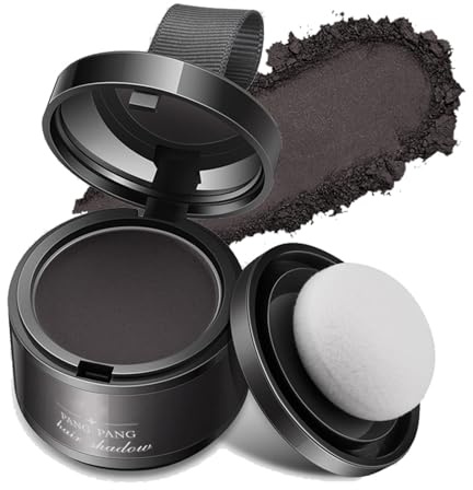 Root Touch Up Powder, Hairline Powder, Instant Hair Loss Concealer for Thinning Hair, Windproof & Sweatproof Hair Root Concealer (Black)