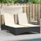 Keyroto Sonnenliege für 2 Personen Mit Sonnenschutz 5-Fach Verstellbar Polyrattan Doppelliege Wetterfest Sonnenbett Outdoor Bett Polyrattan Liegestuhl Garten Relaxliege 136 x 200 cm Schwarz
