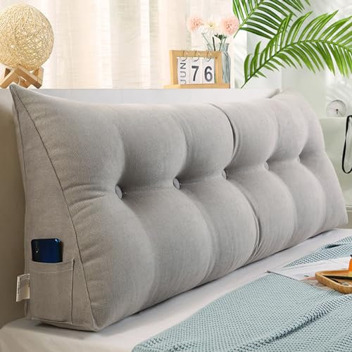 ZF YLYH Kissen Bett Rückenkissen Lesekissen für Bett Rückenlehne Kissen Rückenpolster Abnehmbar Bequemes Lendenkissen Sofa Rückenkissen Keilkissen mit Tasche(Gray,100 * 50 * 20cm)