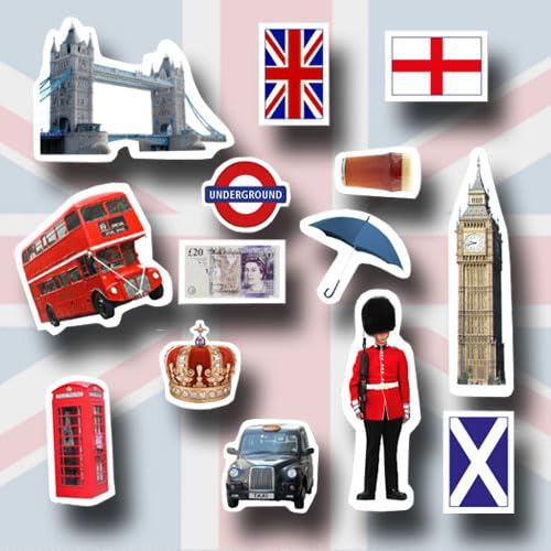 XXL-Großkonfetti * ENGLAND * mit 2 x 42 großen Konfetti-Teilen für eine Motto-Party oder Länder-Party // Party Kinder Kindergeburtstag Konfetti Deko Motto Tower Bridge Big Ben U-Bahn Union Jack