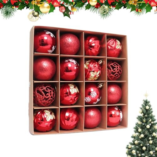 Generisch 16 Stück Weihnachtskugeln, Polypropylen Christbaumkugeln Set, Glamour Metallic Dekorativ für Weihnachten