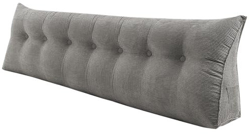 OHMG XXL Lesekissen,120/140/160/180/200 cm, Keilkissen, grau, großes dreieckiges Sofakissen, Lendenwirbelstütze, großes Kissen, Rückenstütze, Kopfteil, Ruhe, Lendenwirbelstütze (Grau, 200CM)
