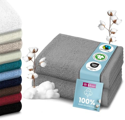B!HOME 2er Set Premium Saunatücher [100% Baumwolle] 90x200 cm, dunkelgrau / 2 große XXL Saunahandtücher Weich, Saugstark & Pflegeleicht/Badetuch Perfekt für Bad, Strand & Reisen/Damen & Herren