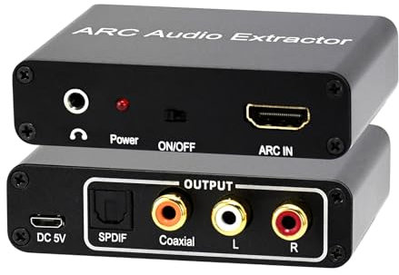 HDMI ARC to Optical Audio Adapter,ARC Audio Extractor HDMI to Coaxial Cable Adapter for TV,Analog 3.5mm L/R Stereo Extractor