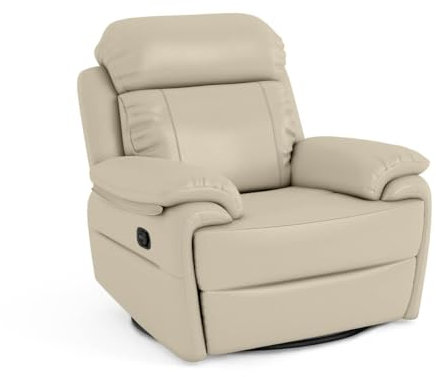 Orlando drehbarer Relaxsessel Echtleder hellbeige 99x98x104 – Fernsehsessel mit Liegefunktion – Komfortabler Polstersessel Zero Wall für Wohnzimmer – Ergonomischer Ledersessel, Klassisches Design