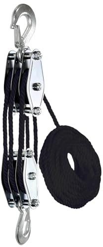 Heavy Duty Pulley Hoist - Portable Rope Hoist Pulley, Lightweight Breaking Strength Block | Long Lasting Heavy Duty Block Tackle, Rope Hoist for Lifting Hunting Garage Warehouse Construction Use