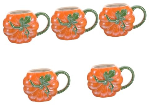 PRETYZOOM 5pcs Super Daddio Cauldron Mug Plain Mugs to Decorate Pumpkin Shape Milk Cup Ceramic Cup Halloween Water Desktop Handle Milk Decorative Ceramic Halloween Pumpkin Hot Office Water