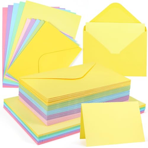moinkerin 55x Klappkarten blanko mit Umschlägen A6 + 55x C6-Briefumschläge | Kraftpapier Umschlag Set in 5 Farbe für Hochzeitskarten, DIY Einladungen, Geburtstag & Weihnachtsgrüße