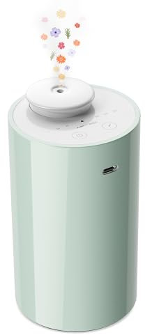 Wasserloser Diffusor für Ätherische Öle, Batteriebetriebener Nebulizer, 20 ml Fassungsvermögen, Mini-Duftluftgerät, 3 Countdown-Timer & 3 Nebelstufen für Zuhause, Raum, Auto, Büro – AN6 Grün​