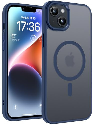TOCOL für iPhone 14 Plus Hülle für Magsafe, Stoßfest Anti-Fingerabdruck Kratzfest Transluzente Rückseite rutschfest Matt Magnetisch Handyhülle für iPhone 14 Plus Case, Blau