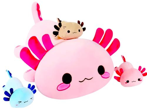 AQCQDQ Aaxolotl plüschtier Stofftier Kawaii Kuscheltier,Plüschkissen Spielzeug, Kissen Puppe,Kawaii Plüsch Spielzeug Plüschtier Axolotl Stofftier Kawaii Salamander für Kinder (50 cm,Pink)
