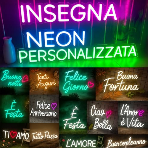Gruppo Veneziano - insegna Neon Led Personalizzata Personalizza Ora la Tua Scritta Led luminosa - ideale per regali, feste, negozi - 100% Made in Italy