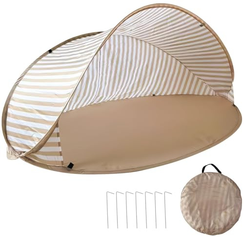 Strandmuschel Pop Up UV Schutz | Pop Up Strandmuschel Baby UV Schutz 50+, Tragbar Strand Muschel Baby UV Zelt, Windschutz Strandzelt für Strand, Garten und Park (A)