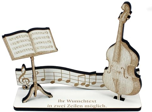 DEKOLANDO Dekoaufsteller Geldgeschenk Kontrabass – Geschenk für Musiker mit Wunschtext - Kontrabassist & Kontrabassistin – Jazz Klassik Rockabilly Geschenkidee