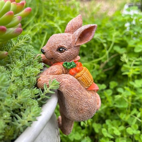 Xevinas Osterhase Deko Gartenstatuen, Osterhasen Figuren Hängende Blumentopf Dekoration, Hasen Deko Statue Frühlingsdeko Draußen Anhänger, Osterhase Figur Für Garten Hof Rasen Indoor (B)