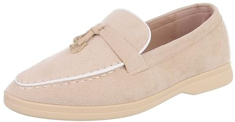 Ital Design Damen Loafer mit Blockabsatz, runde Spitze