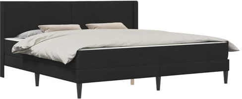 vidaXL Bettrahmen mit Matratze Schwarz 200 x 200 cm Samt, Modernes Schlafzimmermöbel, Rechteckiges Bettgestell, Moderner Samt, Komfortable plüschige Matratze, Elegantes Design, Minimalistischer Stil