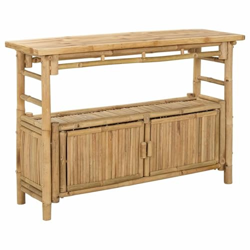 vidaXL Konsolentisch mit Regal mit Tür Natur 110 x 35 x 75 cm Bambus
