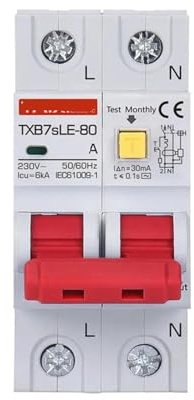 Disjoncteur à courant résiduel de type AC 32A 40A 63A 80A, protection contre les fuites 30mA, 220V 16A 20A(40A)