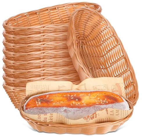SOESFOUFU Cestini portapane robusti in plastica color marrone, 10 pezzi per ristorante e caffetteria Riutilizzabile