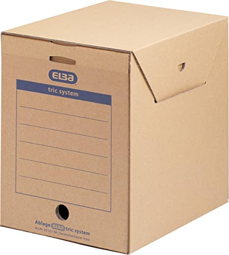 Elba 100421092 Archivbox 1554257 236mm x 308mm x 333mm Wellpappe Naturbraun, 3 Stück
