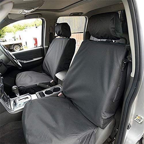 To Fit Nissan Navara D40 / Tekna Double Cab Seat Covers 2002-2016 Front Set | Waterproof & Heavy Duty, Airbag Compatible, Easy To Fit - Tailored Driver & Passenger Black