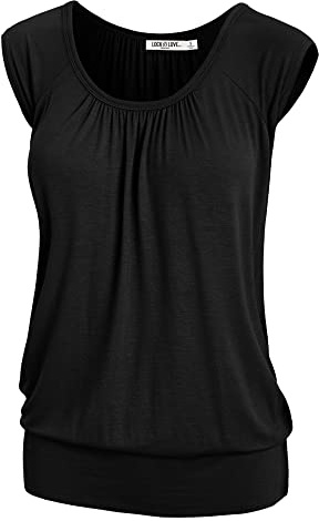 LL WT1054 Womens Solid Short Sleeve Sweetheart Top XXL Black