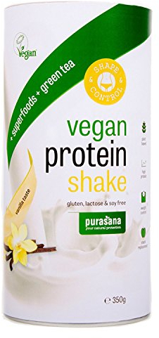 Purasana Shape & Control - Vanille - Veganer Protein Shake - Effektiv Abnehmen - enthält Grüntee, Konjac, Spirulina, Chlorella, Weizengras und Gerstengras