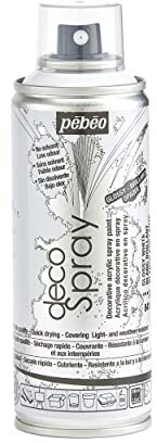 PEBEO - Peinture Acrylique en Spray - Pour la Décoration Multi Supports en Intérieur et Extérieur - Base Eau, Faible Odeur - 200 ml - Finition Brillante - Coloris Blanc Brillant
