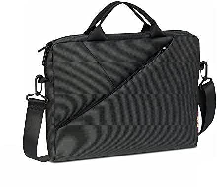 RivaCase Laptop Tasche bis 15.6 Zoll - Innenfach für Tablets bis 10.1 Zoll und iPads - Hochwertige Notebook Tasche mit Zusatzfächern und gepolsterten Seitenwänden/grau
