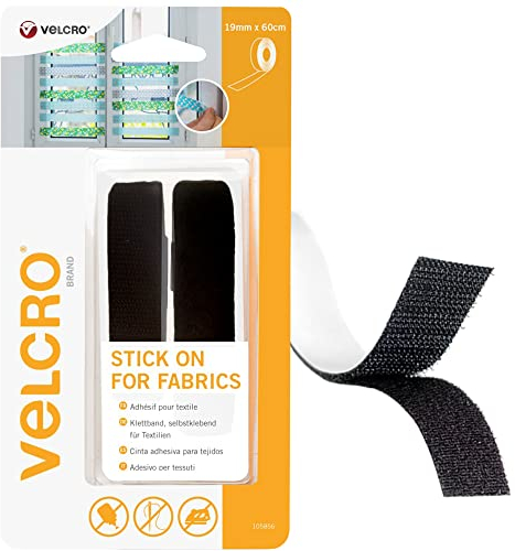 Velcro Marque Attaches Adhésives Pour Tissu, Haute Qualité, À Crochets Et Boucles, Multi-Usage Et Sans Couture Avec Un Côté Adhésif, Blanc 19 Mm X 60 Cm