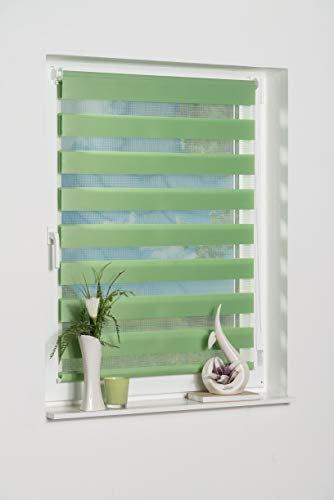 K-home Klemmfix Doppelrollo Madrid ohne Bohren Grün 60 x 150 cm (B x L)