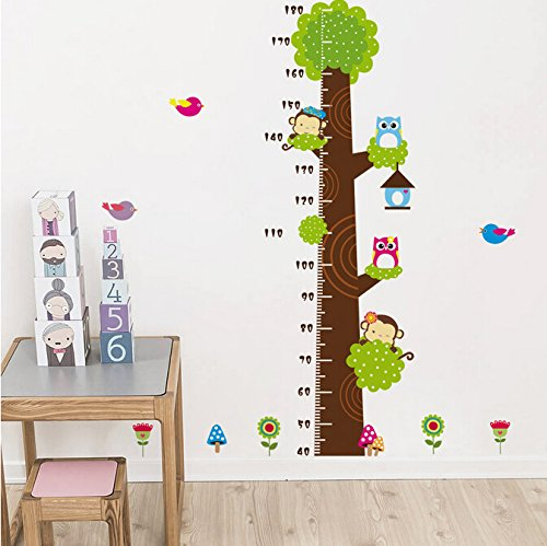 HALLOBO® Wandtattoo XXL Baum Wald Tier Messlatte Eule AFFE Wandaufkleber Wandsticker Kinderzimmer Kinder Baby Babyzimmer