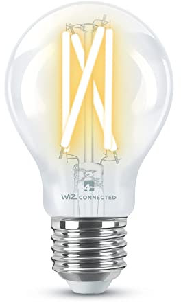 4lite Smart A60 E27 Clear Filament LED Bulb (8W) Dimmable 850Lm 2700-6500K Tuneable White, Wi-Fi/Bluetooth Controlled with Screw Fitting - 4l1/8008