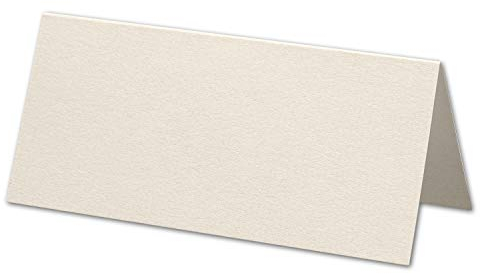 ARTOZ 50x Tischkarten - Ivory-Elfenbein (Creme) - 45 x 100 mm blanko Platz-Kärtchen - Faltkarten für festliche Tafel - Tischdekoration - 220 g/m² gerippt