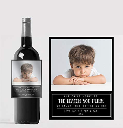 forefrontdesigns Personalised Photo Wine Bottle Label – Custom Wine Labels & Stickers for Bottles – Perfect for Weddings, Birthdays, Anniversaries & Special Events