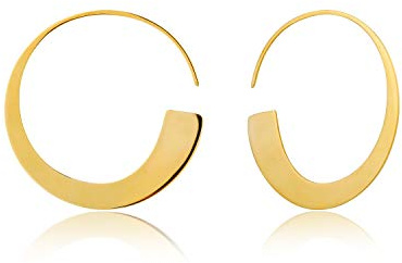 ANIA HAIE Damen Ohrring GEOMETRY CLASS Slim Hoop aus 925 Sterling Silber 14k vergoldet, Größe: 3,5cm, inkl. Geschenkverpackung