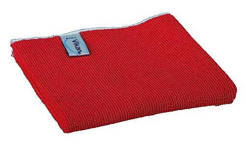 Vikan 691134 Basic Microfibre Cloth, Red, 320mm Length, 320mm Width, 3mm Height, Pack of 5