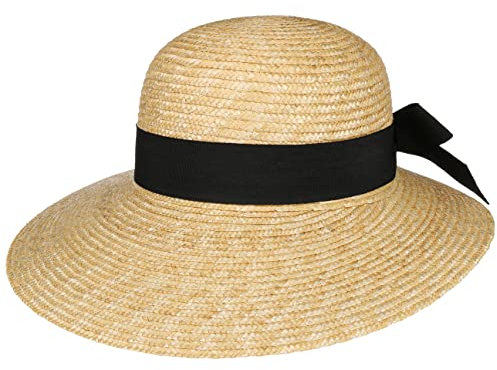 LIERYS Livana Strohhut Glockenform Made in Italy Atmungsaktiv UV-Schutz Damen Frühjahr Sommer Natur-schwarz One Size