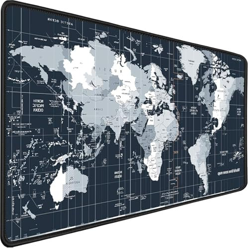 TEDNETGO Large Extended Gaming Mouse Pad, Long Mouse Pads, Extra Large Big Mouse Pad with Stitched Edge, XXL Non-Slip Computer Computer Keyboard Mat for Gamer/Desktop/Office/Home,Map