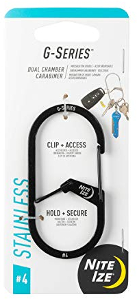 Nite IZE Unisex – Erwachsene G-Series DUAL Chamber Carabiner, schwarz, Gr. 2