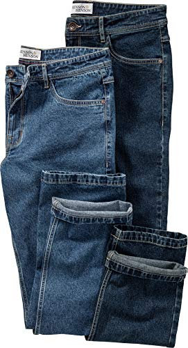 HENSON&HENSON 2er Pack Herren Jeans, Jeanshose aus Stretch-Stoff, Herrenhose im klassischen Design, Hose aus elastischer Baumwolle, Männerjeans im Set, Gr. 24-60