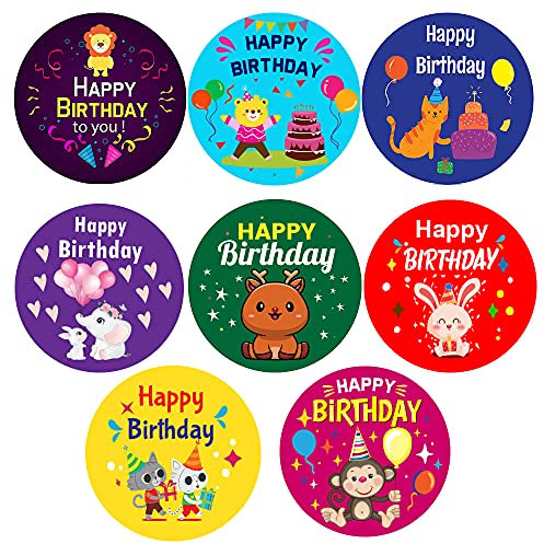 Confezione da 48 adesivi per biglietti di auguri di compleanno (30 mm), impermeabili, per bambini Packwith®